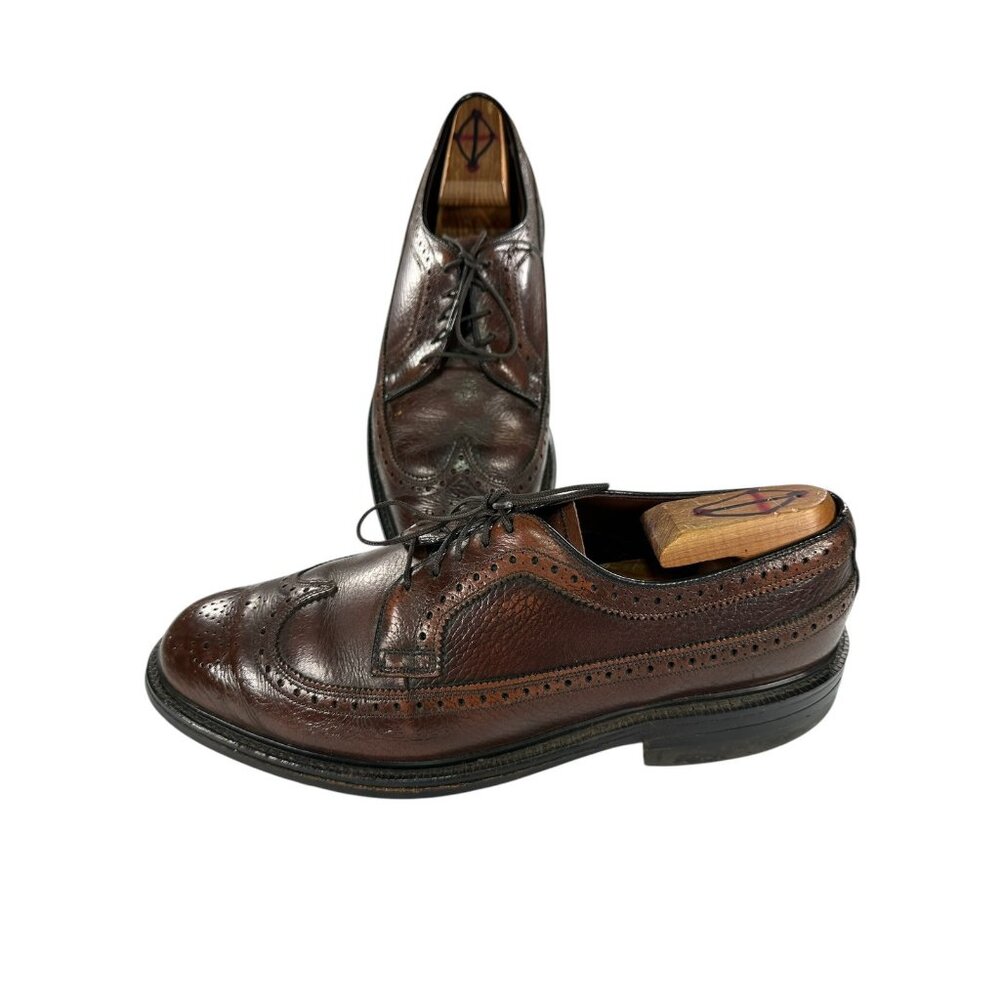 Nunn Bush Vintage 70's Mens Derby Sz 8.5D Wingtip Brown Leather Shoes USA